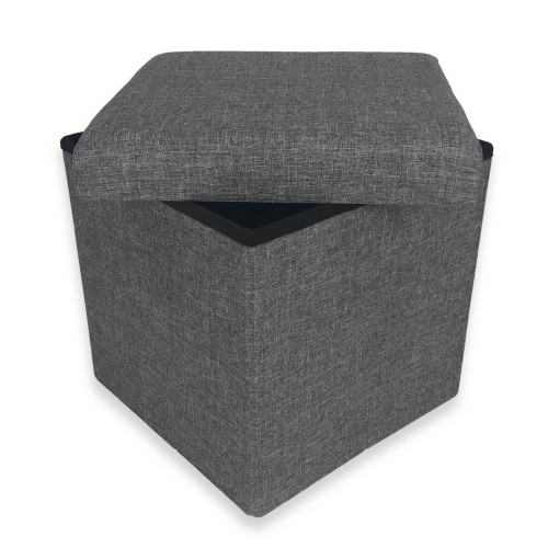 POUF MIT FUSSSTÜTZE STOFF GREY TAYLOR