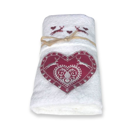 JUEGO DE TOALLAS TIROLINAS LOVE CREAM TIROLESA
