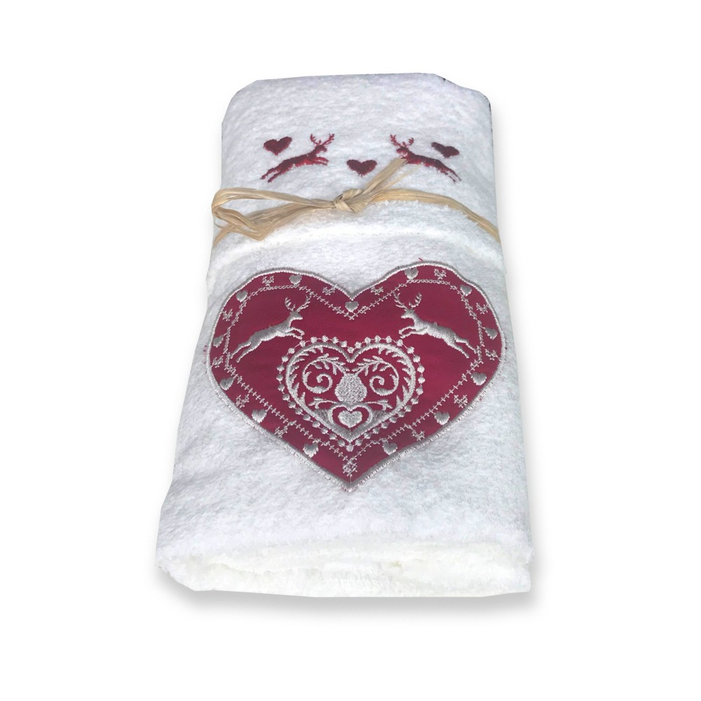 TYROLEAN TOWEL SET LOVE CREAM TYROLEAN