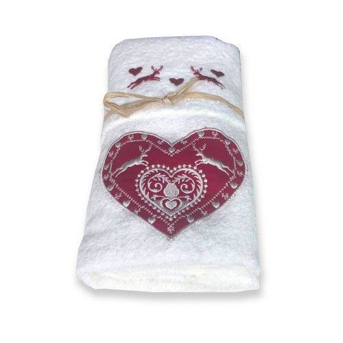 JUEGO DE TOALLAS TIROLINAS LOVE CREAM TIROLESA