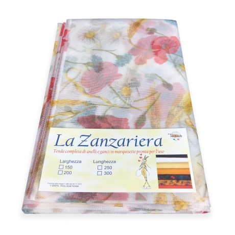 MESH CURTAIN OUTDOOR MARQUISETTE MOSQUITO NET WITH POPPIES AND EARS OF CORN