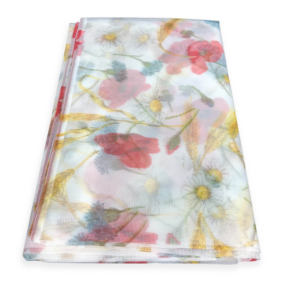 MESH CURTAIN OUTDOOR MARQUISETTE MOSQUITO NET WITH POPPIES AND EARS OF CORN