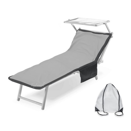 STRANDTUCH SONNENLIEGE AUS MIKROFASER MIT TASCHEN VON CM MASSE. 75 X 185 GRAU