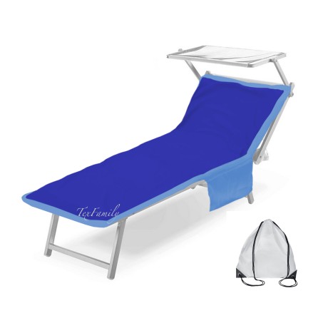 TEDDY BEACH TOWEL IN MICROFIBER SUNBED WITH POCKETS MEASURING CM. 75 X 185 LIGHT BLUE