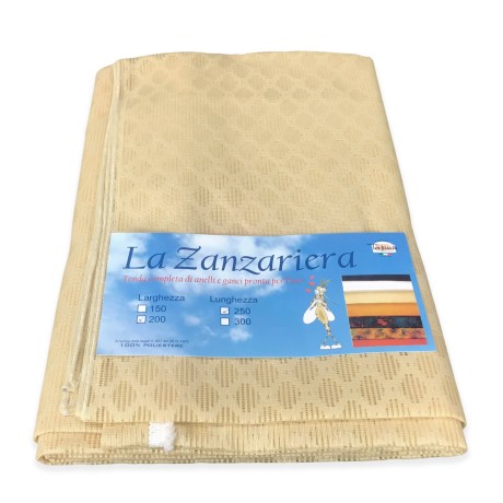 MESH CURTAIN WITH DIAMOND MOSQUITO NET FOR OUTDOOR WIDE LEAD Cm.200 PLAIN BEIGE