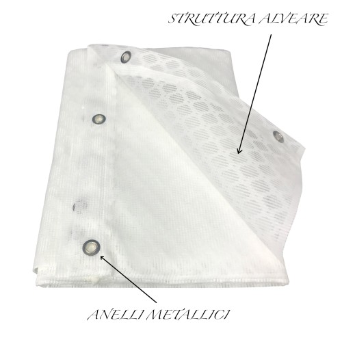 MESH-VORHANG MIT DIAMANT-MOSKITONETZ FÜR DEN AUSSENBEREICH BREITE LEINE Cm. 200 PLAIN WHITE