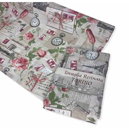 SCHMUTZABWEISENDE, HARZBESCHICHTETE TISCHDECKE TORINO SHABBY PINK