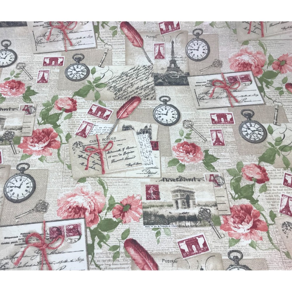 SCHMUTZABWEISENDE, HARZBESCHICHTETE TISCHDECKE TORINO SHABBY PINK