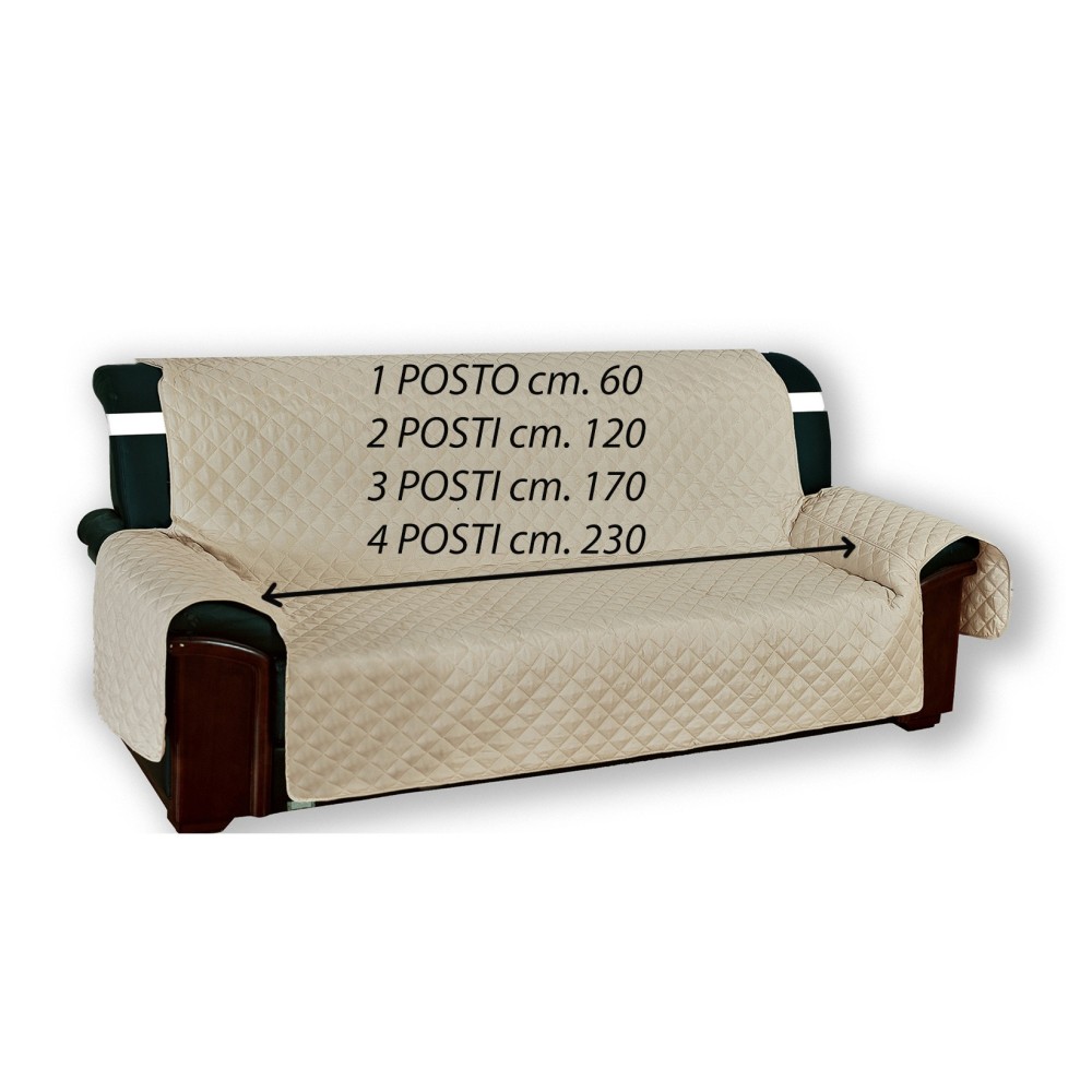 BEIGE SOFABEZUG SOFASCHUTZ VIVY GESTEPPTE, GLATTE ECRUFARBENE OBERSEITE