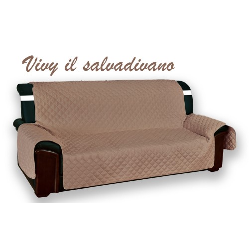 Couverture de canapé-COLOMBE SALVADIVANO VIVY MATELASSÉ SUPÉRIEURE LISSE TAUPE