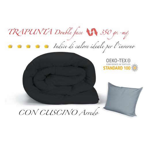 DUVET QUILT SOLID COLOR BLACK - WINTER GRAY 350 GR.