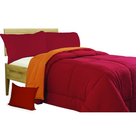 BETTDECKE EINFARBIG BURGUND - ORANGE doppelseitig WINTER 350 GR.