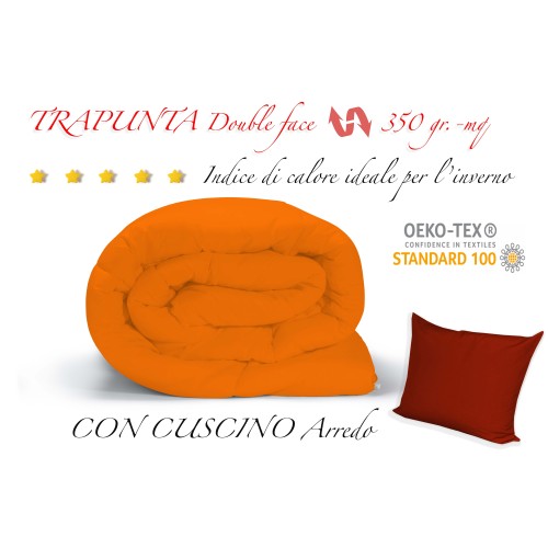 DUVET QUILT SOLID COLOR BURGUNDY - ORANGE double face WINTER 350 GR.