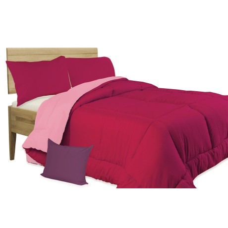 EDREDÓN FX EDREDÓN NÓRDICO COLOR LISO FUCSIA - ROSA doble cara INVIERNO 350 GR. CON MUEBLE FUNDA DE ALMOHADA