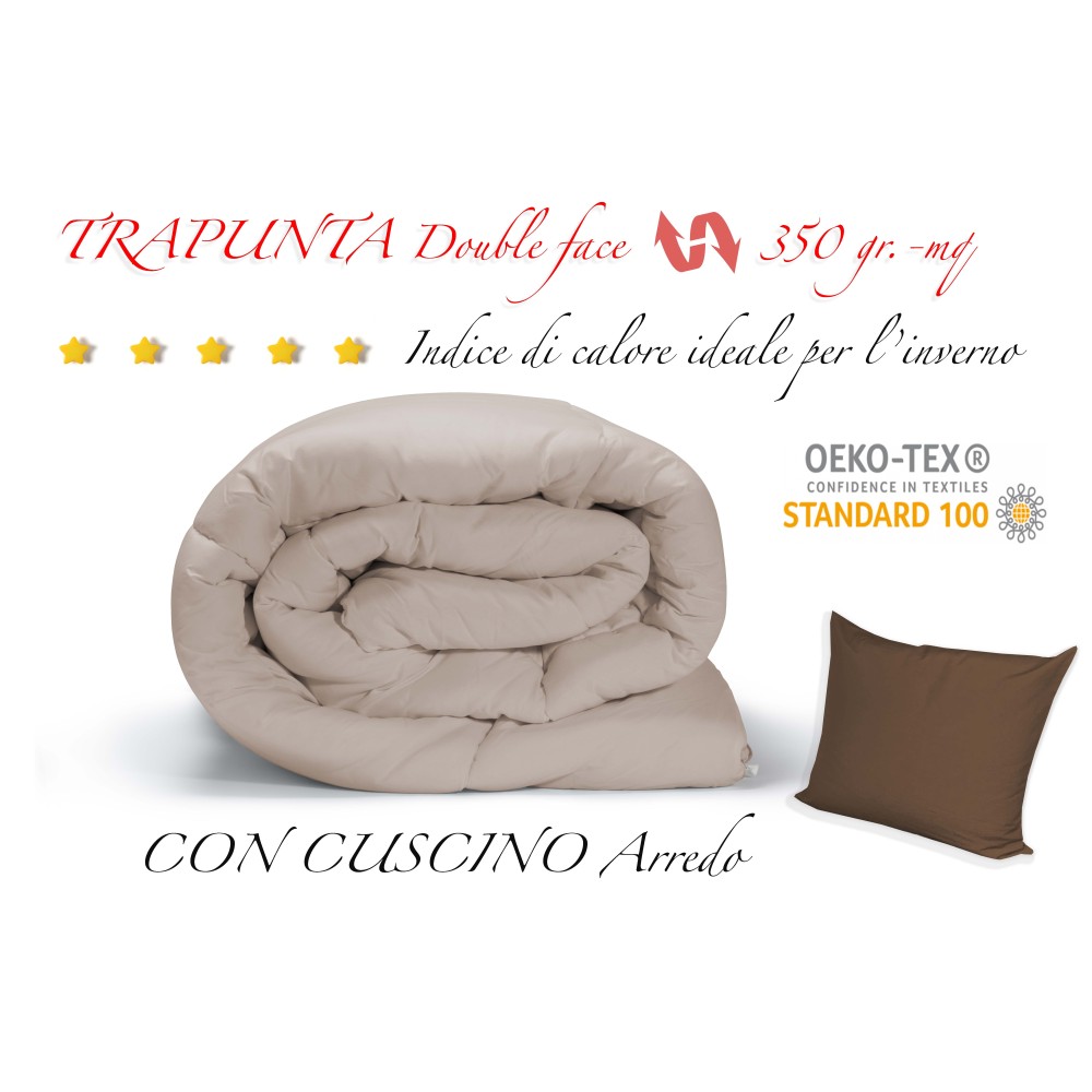 EDREDÓN MR EDREDÓN LISO CREMA - MARRÓN doble cara INVIERNO 350 GR. CON MUEBLE FUNDA DE ALMOHADA