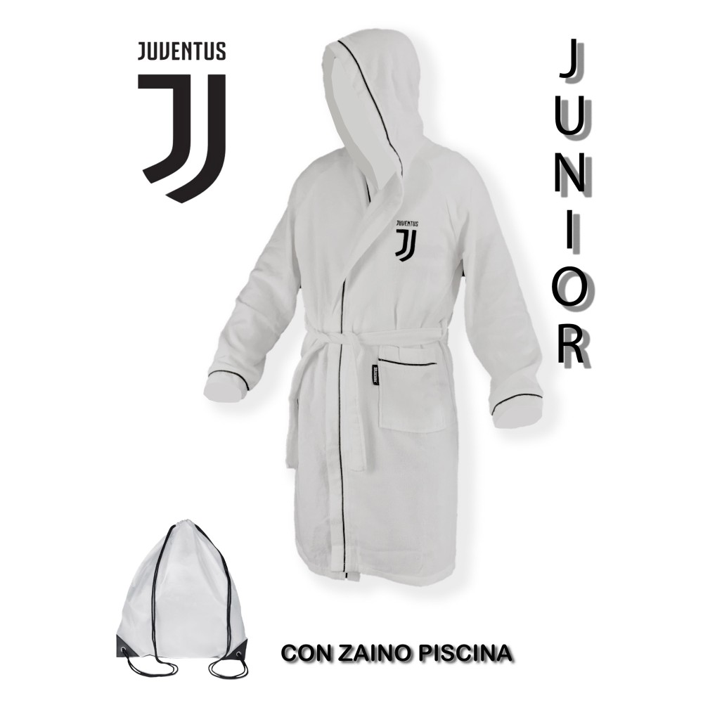 ALBORNOZ DE MICROESPONJA ORIGINAL DE LA JUVE JUVENTUS PARA NIÑO EN BLANCO Y NEGRO