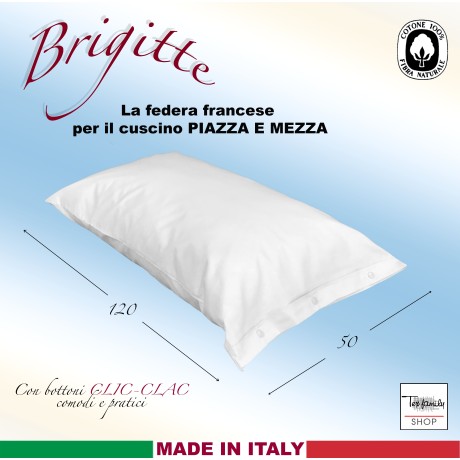 BRIGITTE PILLOWCASE ONE AND A HALF SIZE FRENCH CLIC-CLAC cm. 50 X 120