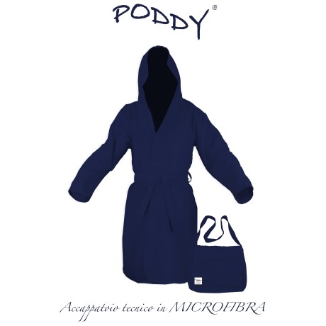 DARK BLUE MICROFIBER PODDY TECHNICAL BATHROBE