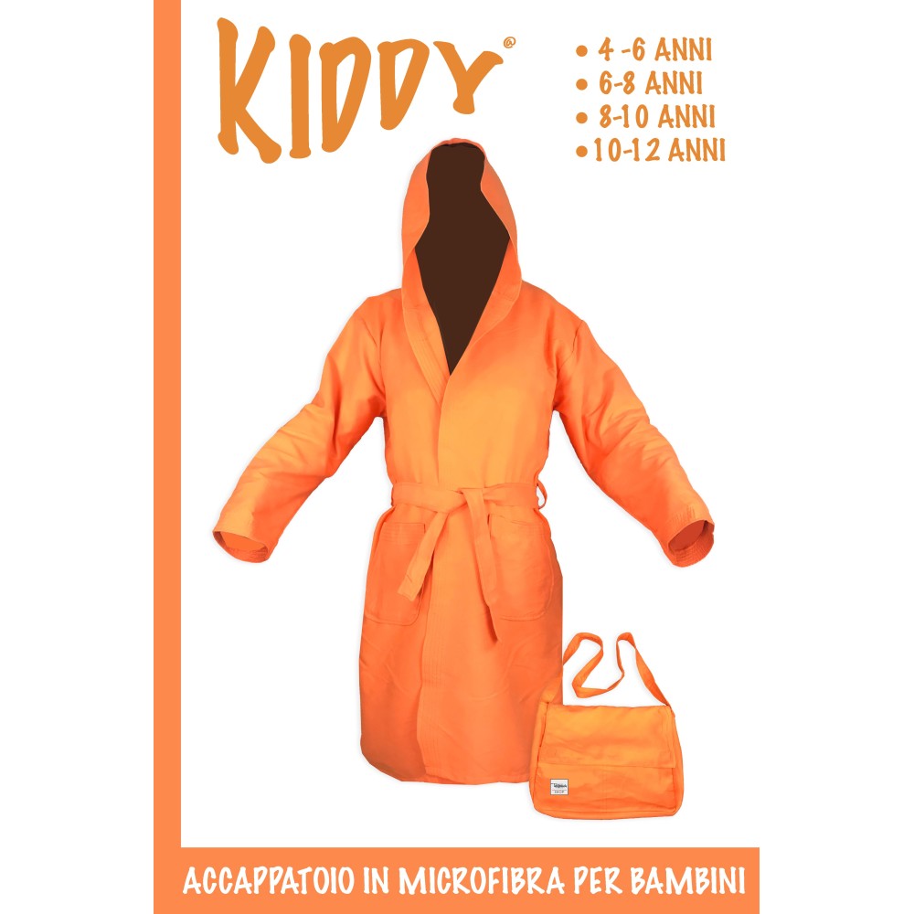 KIDDY BOY'S TECHNICAL BATHROBE FOR BOYS AND BOYS IN ORANGE MICROFIBER