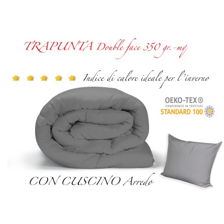 QUILT GR DUVET PLAIN GREY double-sided WINTER 350 GR. WITH FURNITURE PILLOWCASE 2