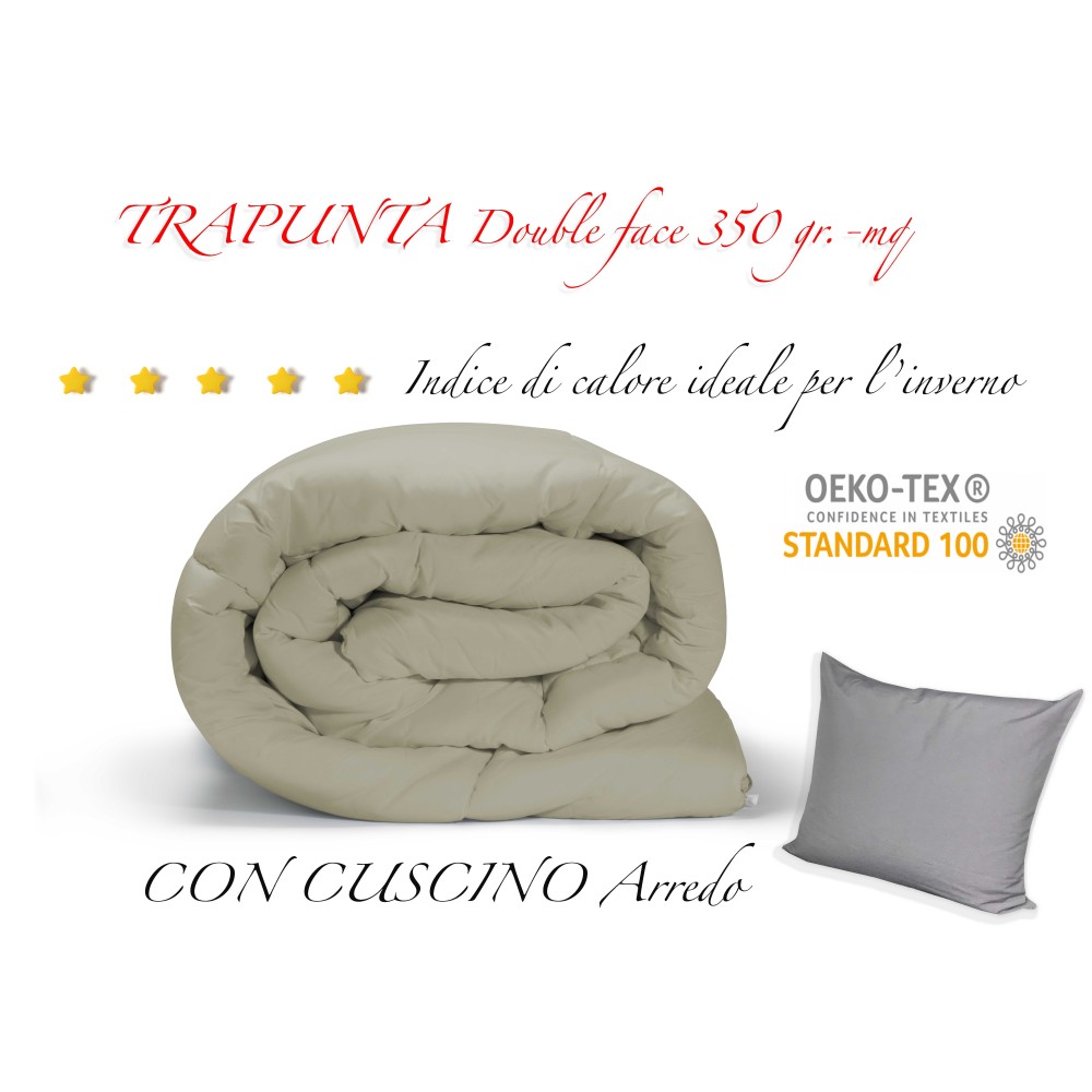 QUILT GR DUVET PLAIN GREY double-sided WINTER 350 GR. WITH FURNITURE PILLOWCASE