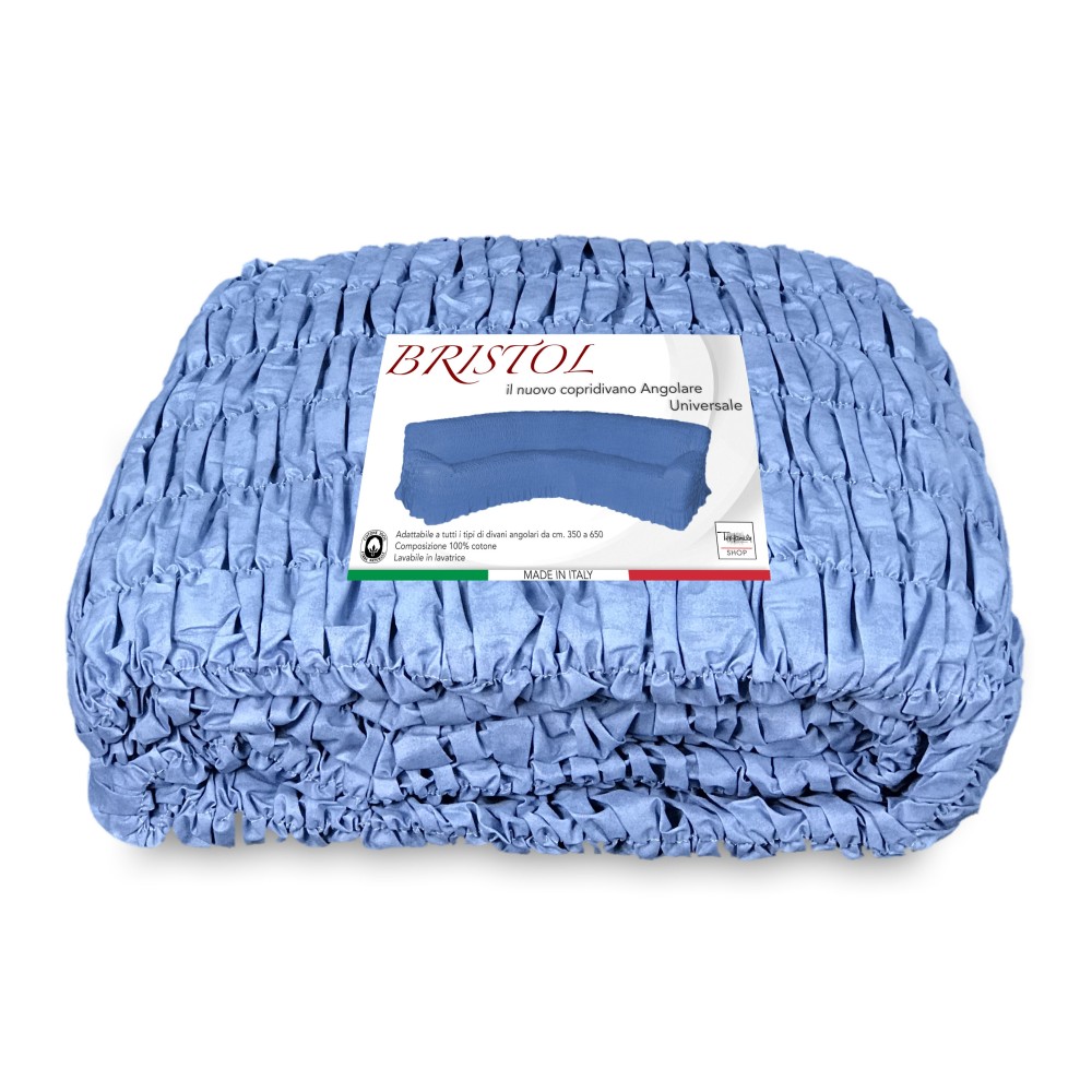 COPRIDIVANO ANGOLARE UNIVERSALE BRISTOL BLU UNITO