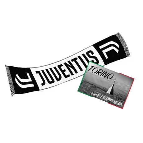 BIANCONERI JUVENTUS JACQUARD SCHAL und Postkarte TORINO IS