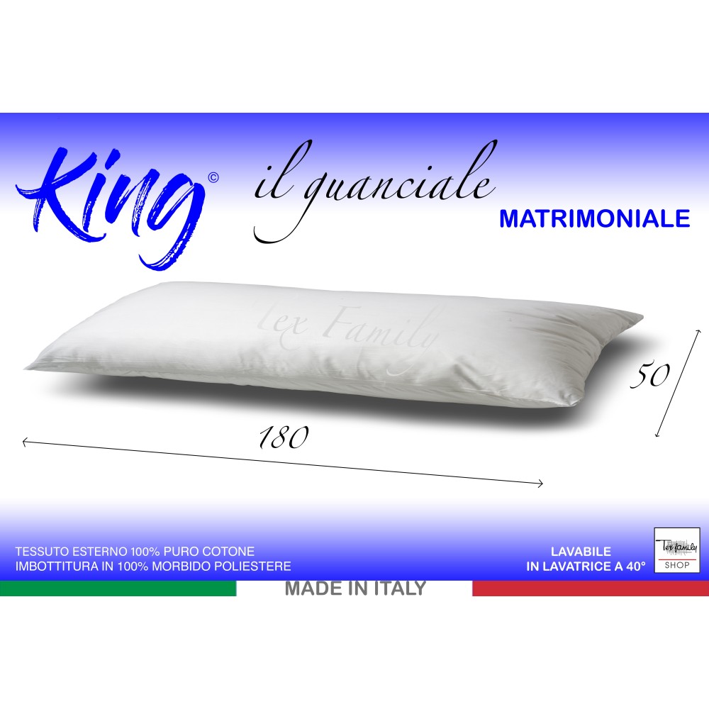 KING PILLOW DOPPELBETT KISSEN cm. 180 MIS. CM. 50 X 180