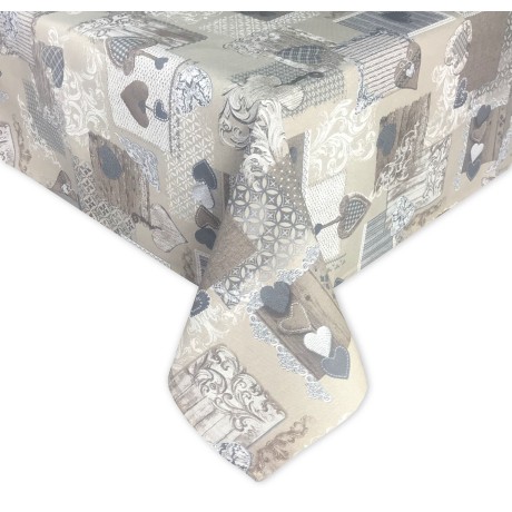 BEIGE TYROLEAN HEART DORY TABLECLOTH MARGOT 2
