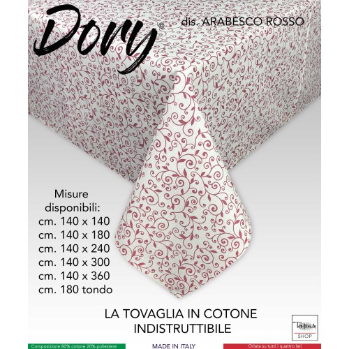 BAUMWOLL-TISCHDECKE DORY RED ARABESQUE