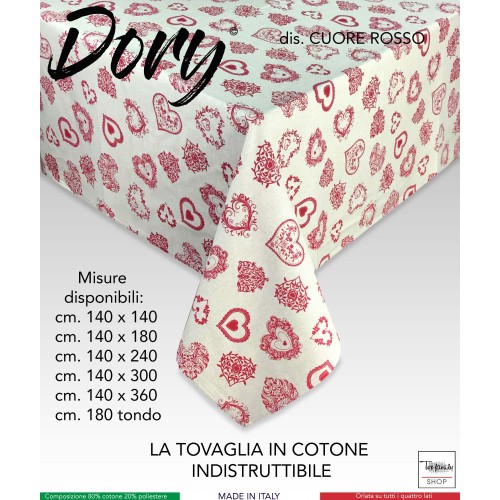 MANTEL DORY TIROLESA CORAZÓN ROJO
