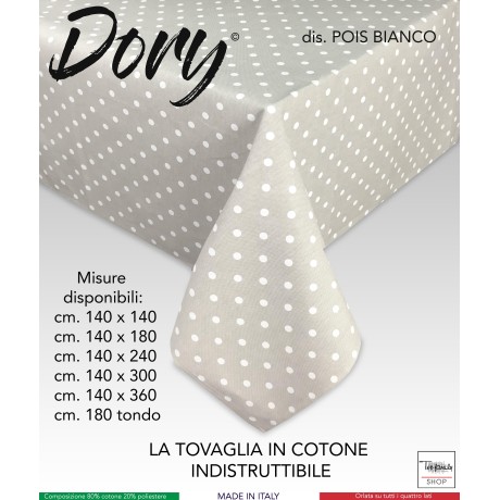DORY TISCHDECKE DESIGN WEISS POLKA DOTS