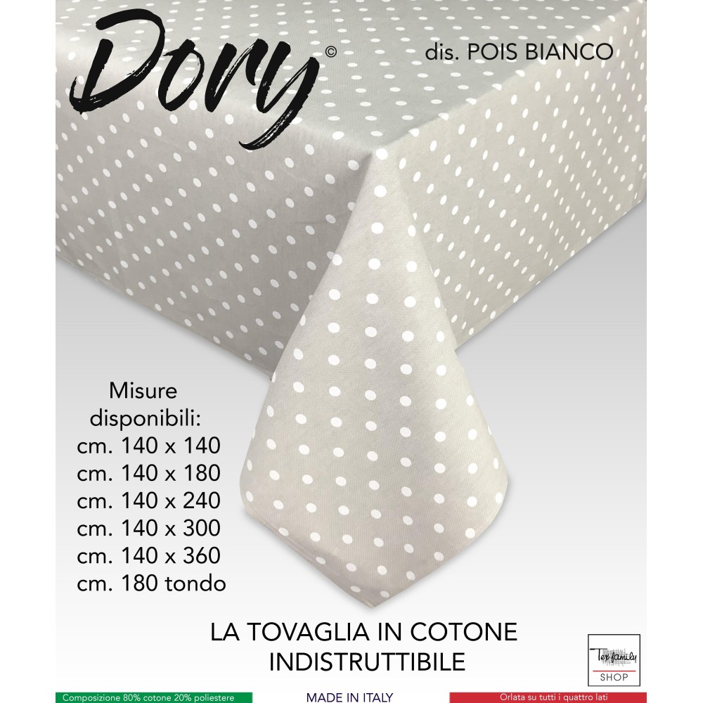 DORY TABLECLOTH DESIGN WHITE POLKA DOTS