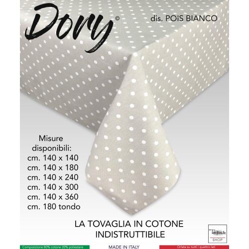DORY TABLECLOTH DESIGN WHITE POLKA DOTS