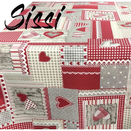 SISSI TISCHDECKE AUS ROTER APRICA-BAUMWOLLE 2