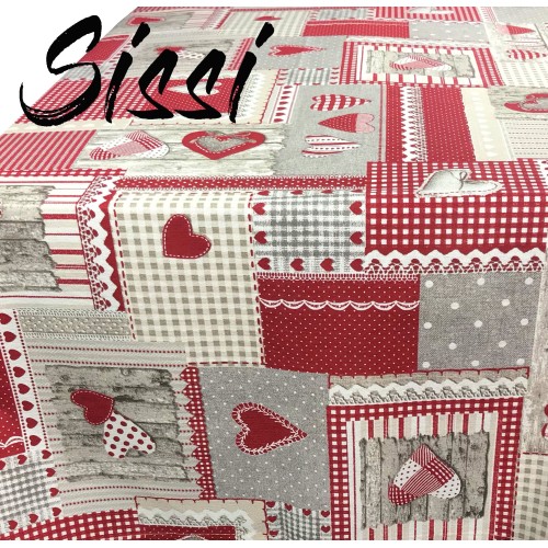 SISSI TISCHDECKE AUS ROTER APRICA-BAUMWOLLE