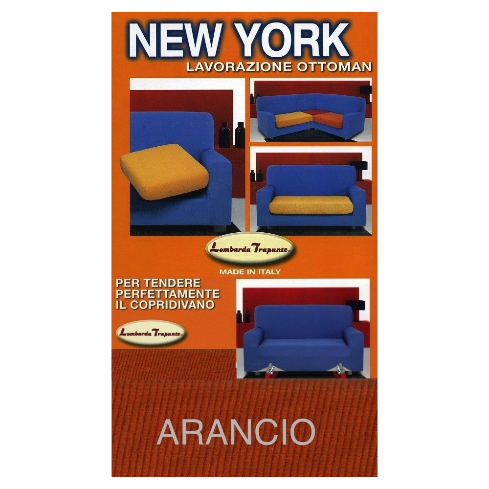 New York Orange Funda de Sofá Elástica, Antiarañazos, para Sofás con Reposabrazos, Funda de Sofá Universal, Made in Italy
