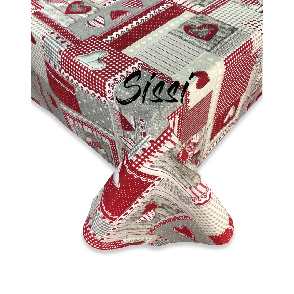 SISSI TISCHDECKE AUS ROTER APRICA-BAUMWOLLE