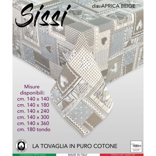 SISSI TABLECLOTH IN BEIGE APRICA COTTON