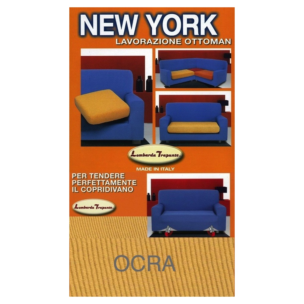 Copridivano New York Ocra Elasticizzato, Antigraffio, per Divani con Braccioli, Telo Divano Universale, Made in Italy