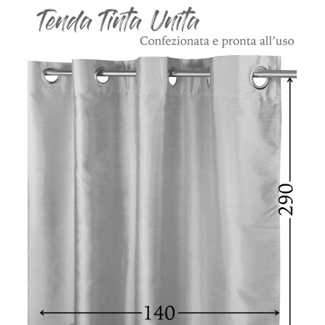 TENDA TINTA UNITA GRIGIO PERLA CM.140X290 CONFEZIONATA 2