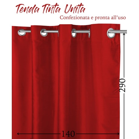 SOLID COLOR BURGUNDY RED CURTAIN CM.140X290 PACKAGED 2
