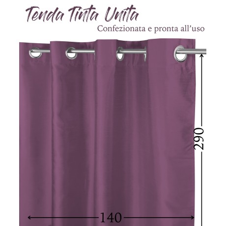 TENDA TINTA UNITA MALVA VIOLA CM.140X290 CONFEZIONATA 2