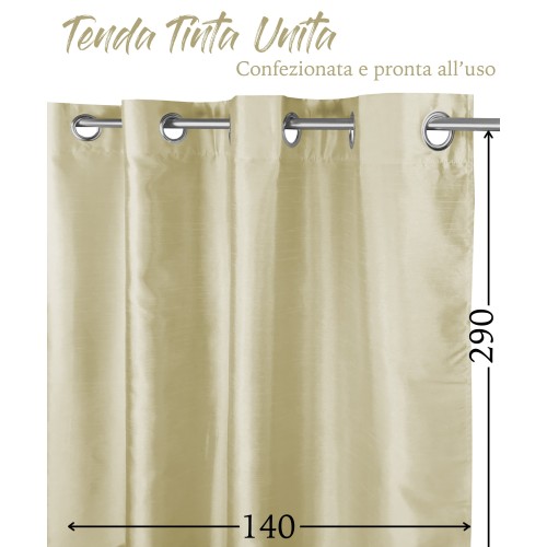 SOLID COLOR CREAM BEIGE CURTAIN CM.140X290 PACKAGED