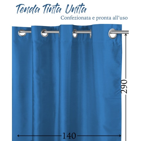 EINFARBIGER VORHANG AVIO BLUE CM.140X290 VERPACKT 2