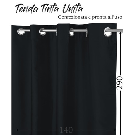 TENDA TINTA UNITA NERO CM.140X290 CONFEZIONATA 2