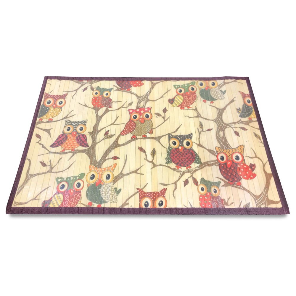 ALFOMBRA DE MADERA DE BAMBÚ CM. 50X80 BÚHO BÚHOS