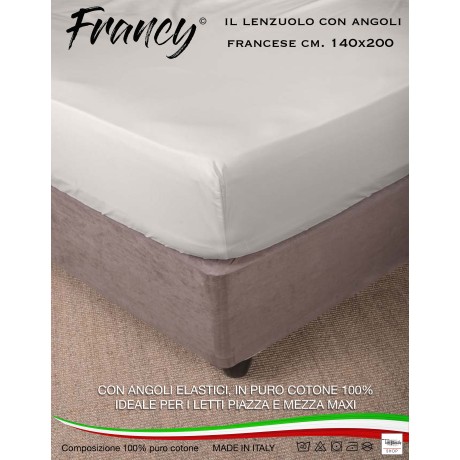 LENZUOLO CON ANGOLI BEIGE FRANCESE 1 PIAZZA E MEZZA 140 GRANDE MAXI 2