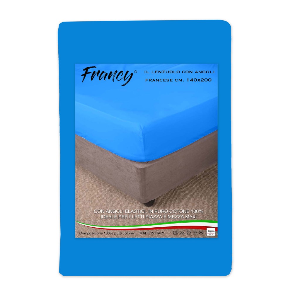 LENZUOLO FRANCY CON ANGOLI BLUETTE FRANCESE 1 PIAZZA E MEZZA GRANDE MAXI
