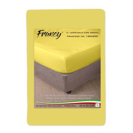 FRANCY FITTED SHEET FRENCH YELLOW 1 AND A HALF LARGE MAXI